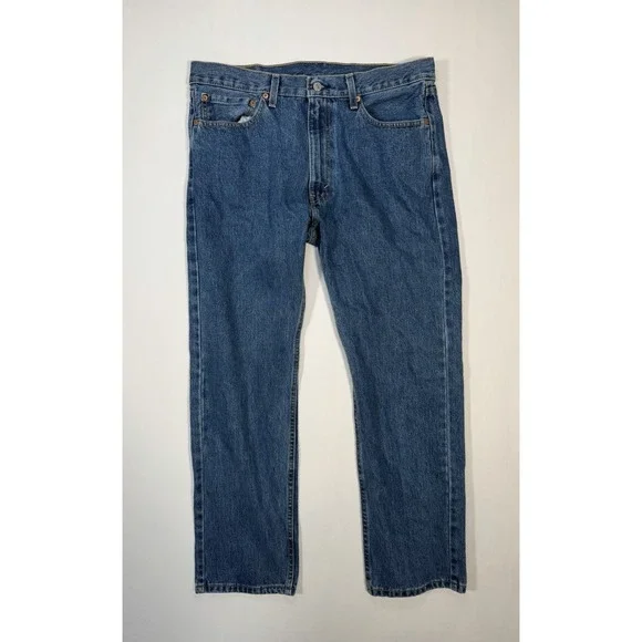 Levi's 505 Men's Jeans 36x30 Regular Fit Straight Leg Medium Wash Blue Denim