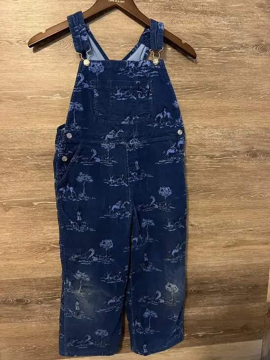 VTG Lilly Pulitzer girls size 6 Corduroy Overalls Navy horse equestrian school