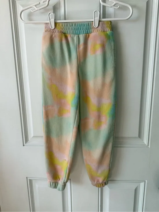 art class Pastel Tie-Dye Fleece Joggers - Mint, Peach & Yellow