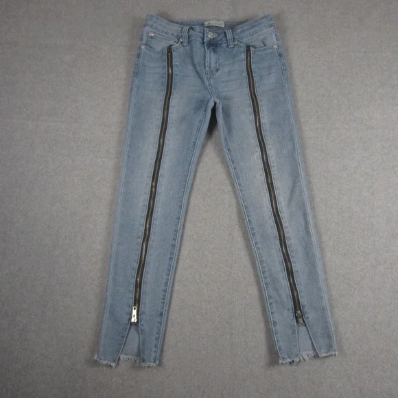 7 For All Mankind Jeans Girls 14 Luxe‎ Vintage Ankle Skinny Zip Front Moto Denim