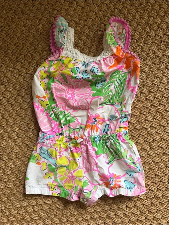 Lilly Pulitzer for Target White Floral Multicolor Girls Romper 18M