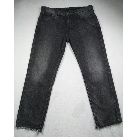 Levis 559 Jeans Mens Size 36 x 32 Gray Denim Relaxed Fit Straight Leg Raw Hem