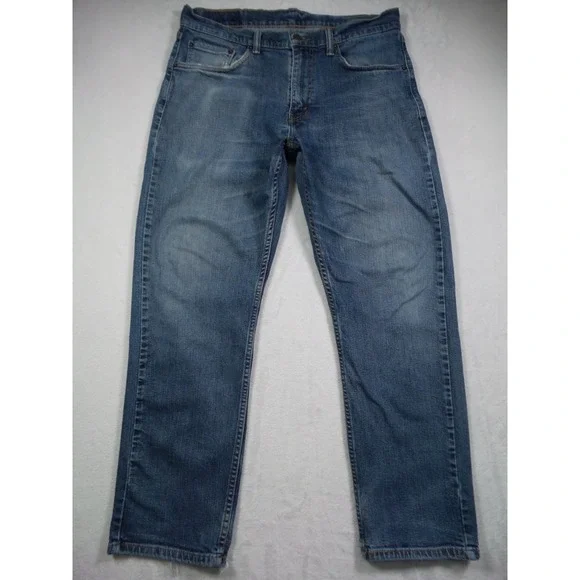 Levis 505 Mens Jeans 32 x 30 Blue Denim Straight Leg Regular Fit Stretch
