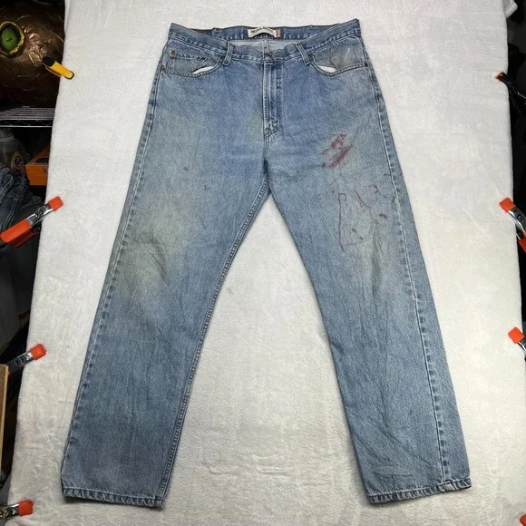 Levi's 505 Straight Leg Jeans Men's Blue‎ Denim Cotton Pockets Zip Fly - 37X31