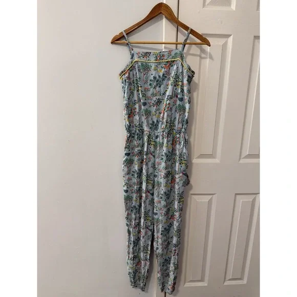 Johnnie B Girls Jumpsuit Sz 13-14 Years Aviary Peacock Scene Spring Floral