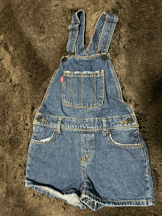 Levi's Kids Blue Denim Shortall Overalls Size XS 5/6