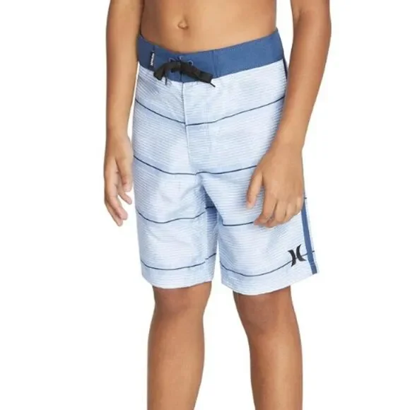 Hurley Boys' Blue Shoreline Stripe Surf Classic  Board Shorts Size 16/28