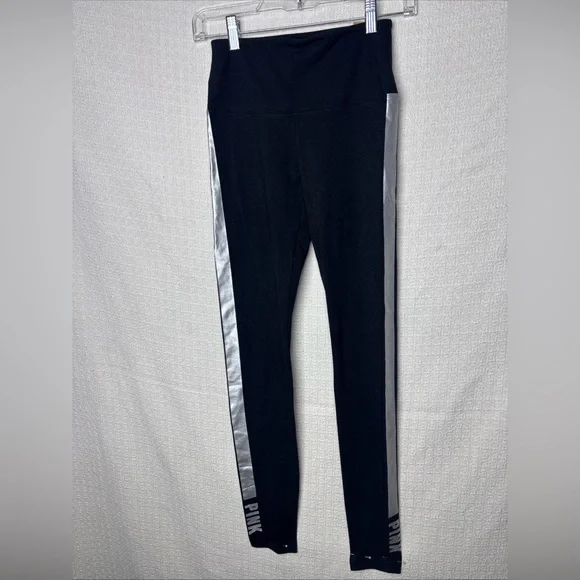 Victoria's Secret Black‎ Leggings with Metallic Stripes