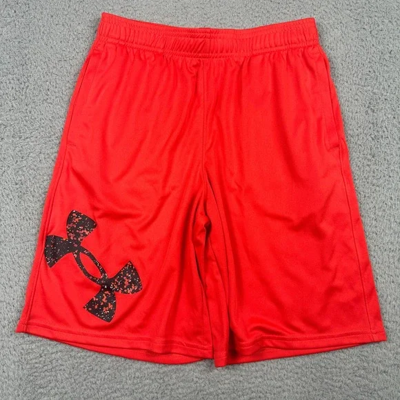 Under Armour Shorts Kids Youth Large YLG Red‎ Drawstring Athletic Loose 1373525