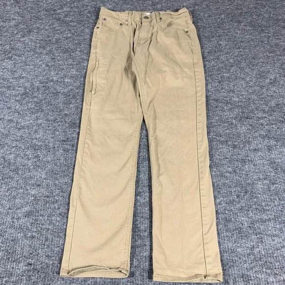 Levis‎ Pants Mens 30x30 Beige Denim Flat Front Straight Stretch Gold Signature