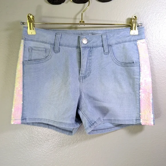 Cat & Jack girls jean shorts with sequins super stretch size L (10-12)