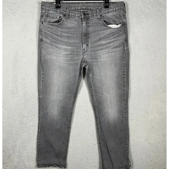 Levis 514 Jeans Mens 38X30 Grey Straight Fit Distressed 5 Pocket Stretch Denim