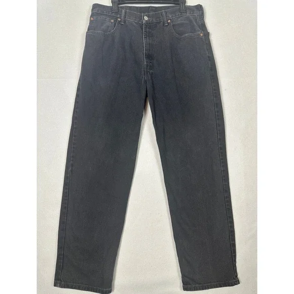 Levis 550 Jeans Mens 36X32 Black Relaxed Fit Straight Leg Red Tab 5 Pocket Denim