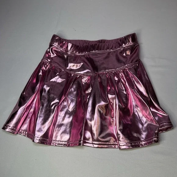 Azarhia Pink Metallic Skirt Skort‎ Little Girl 8/9 Shimmery Reflective Cute