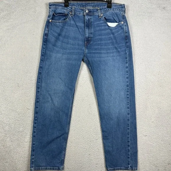 Levis 505 Jeans Mens 38X32 Blue Regular Straight Leg Distressed Stretch Denim