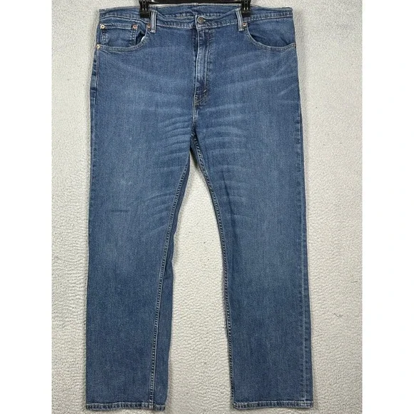 Levis 505 Jeans Mens 42X32 Blue Regular Fit Straight Leg 5 Pocket Denim Pants