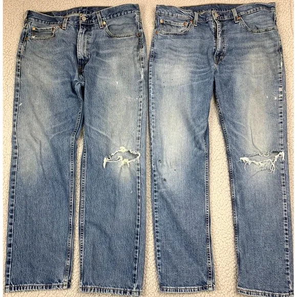Levi's 505 511 Jeans Mens 36x30 Lot of 2 Blue Denim Distressed Straight‎ Leg