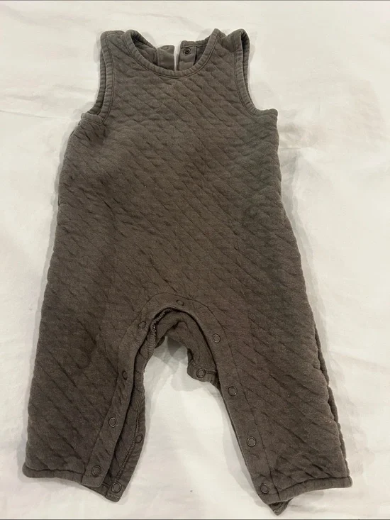 Pehr Quilted Baby Romper overall Olive brown Gray 6-12M