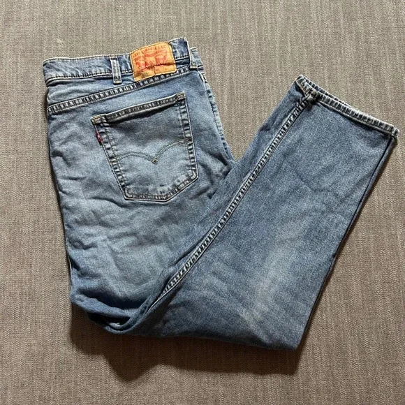 Levi's 502 Taper Jeans Mens 44x28 Blue Medium Wash Stretch Denim Tapered Leg