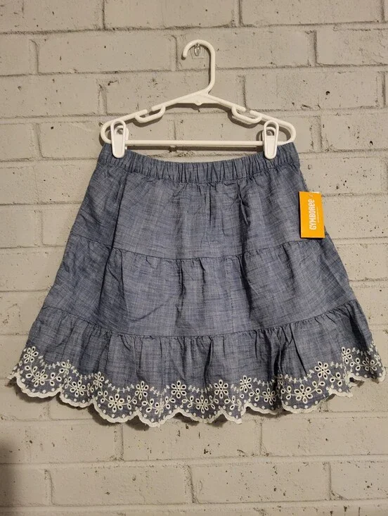 Gymboree Chambray Skort with White Eyelet Hem
