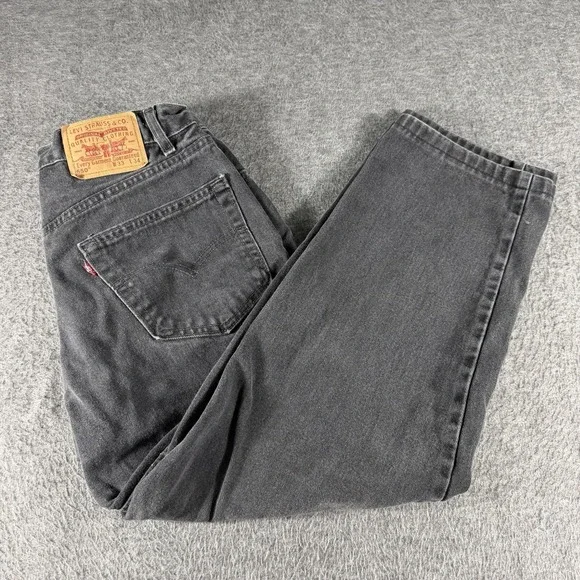 VTG Levis 550 Jeans Men's 33X34 Black Relaxed Fit 90s USA Made Faded Y2K READ