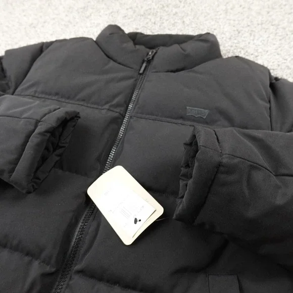 NEW Levis‎ Jacket Mens XL Black Quilted Puffer Coat Zip Insulated Windbreaker