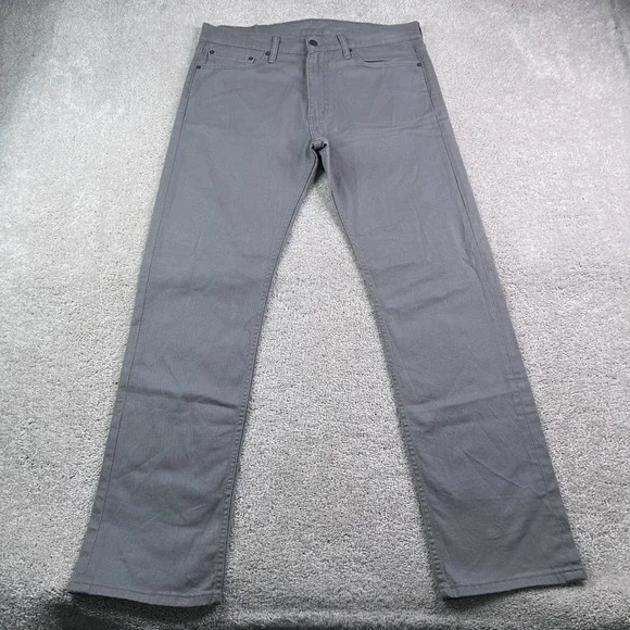 Levis Jeans Mens 34x32 Grey 513 Slim Straight Flex Stretch Denim Pants Casual