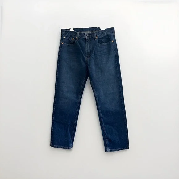 Levis 505 Regular Fit Dark Wash Indigo Straight Leg Jeans Mens 36x30 Stretch