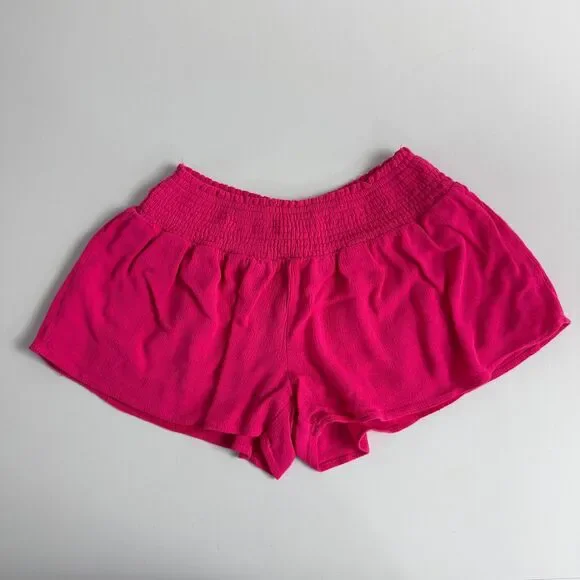 Hayden Girls Flowy Smocked Waist Shorts Pink Gauze Lined Size L