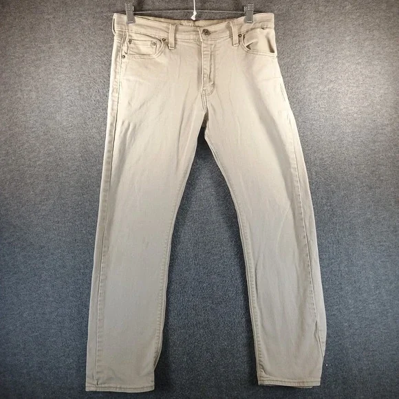 Levis Denizen 232 Slim Straight Fit Jeans Mens 30x30 Tan Beige Pockets‎ Zipper