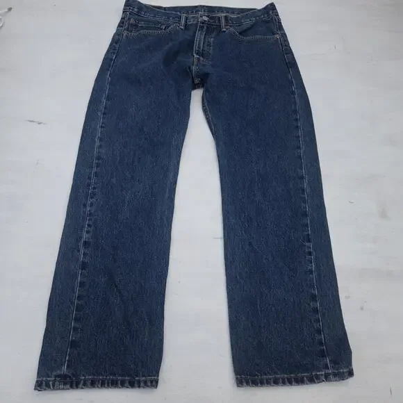 Levis 505 Blue Jeans Mens 35x30 Medium Wash Straight 100% Cotton Denim