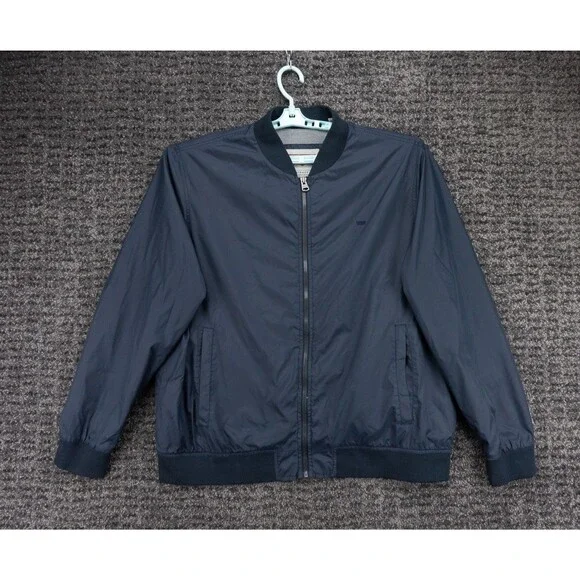 Levis Jacket Mens 2XL Navy Blue Full Zip Lined Windbreaker Bomber Nylon Outdoor