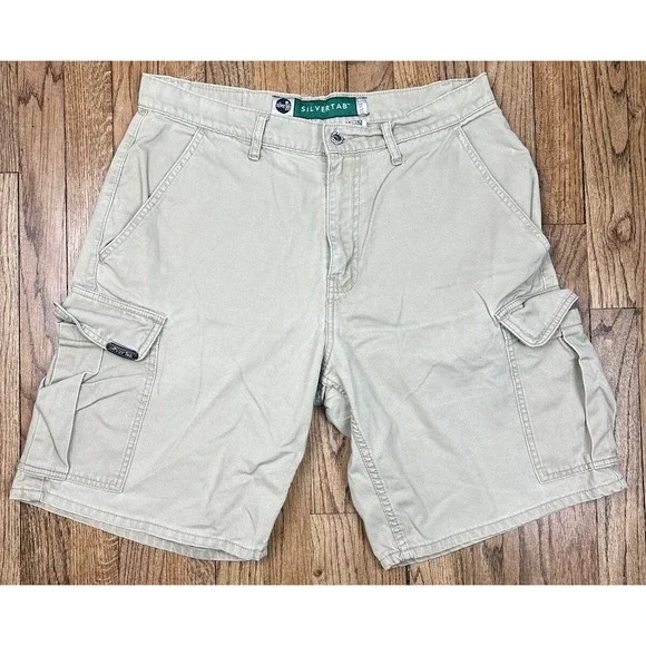 Vintage Levi's Silvertab Khaki Baggy Loose Cargo Shorts Men's‎ Size 33