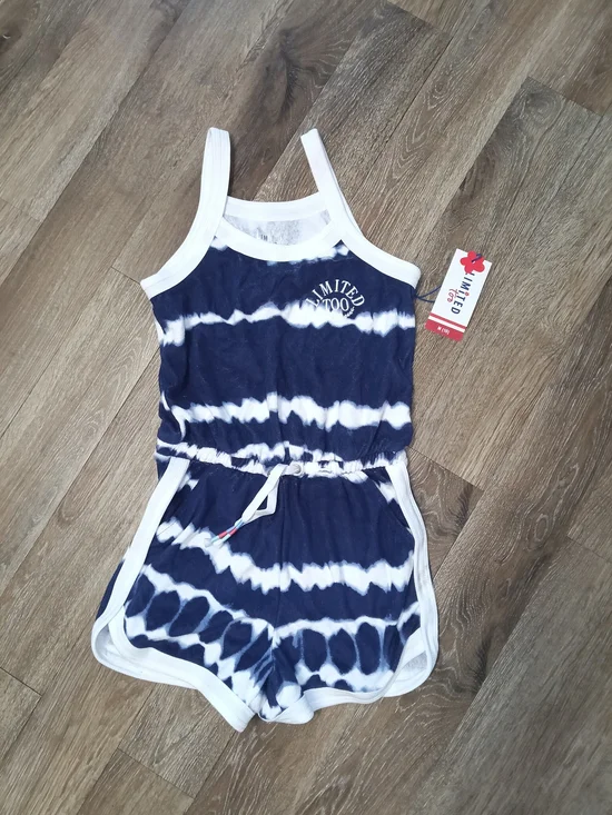 Limited Too Navy & White Tie-Dye Romper