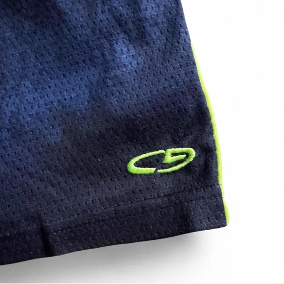 C9 By Champion Boys Athletic Mesh Shorts Size M 8-10 Navy Blue Neon Green