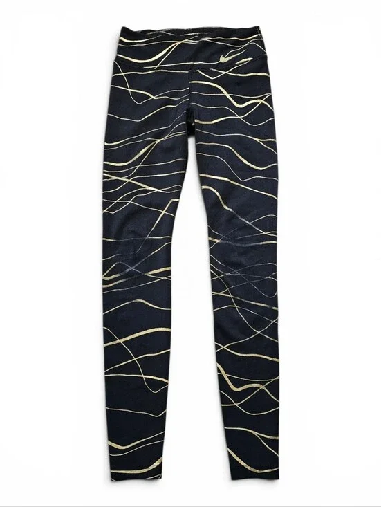 Nike Dri-FIT Running Leggings Black Gold Girls XS