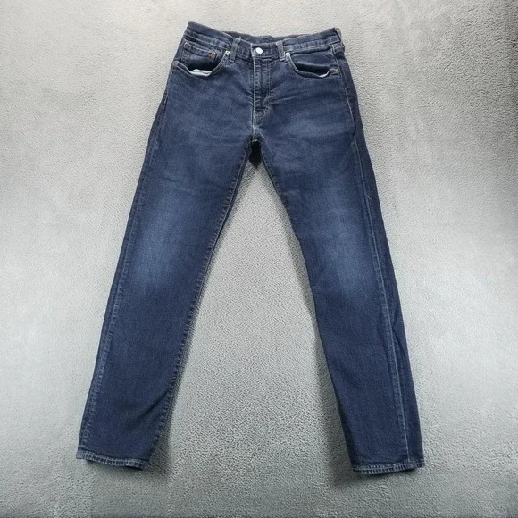 Levis 502 Jeans‎ Mens 33x34 Blue Regular Tapered Fit Dark Wash Stretch Denim