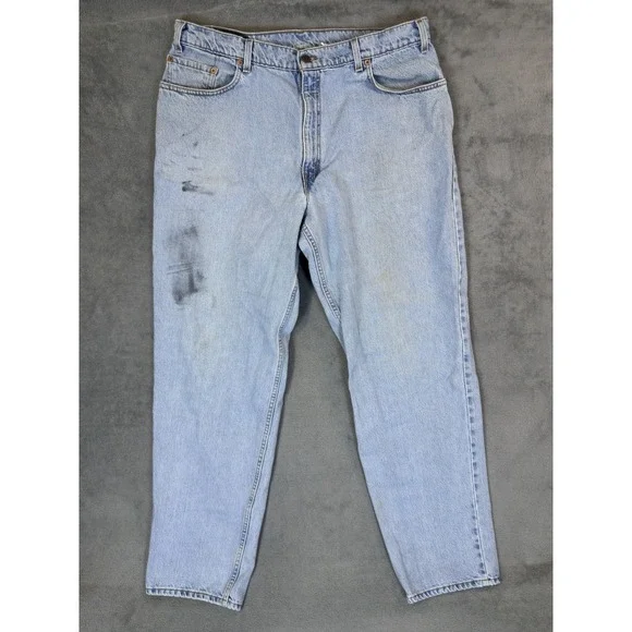 Vintage Levis Jeans Mens 38x34 Blue Light Wash 570 Taper Baggy Made‎ In USA 90s