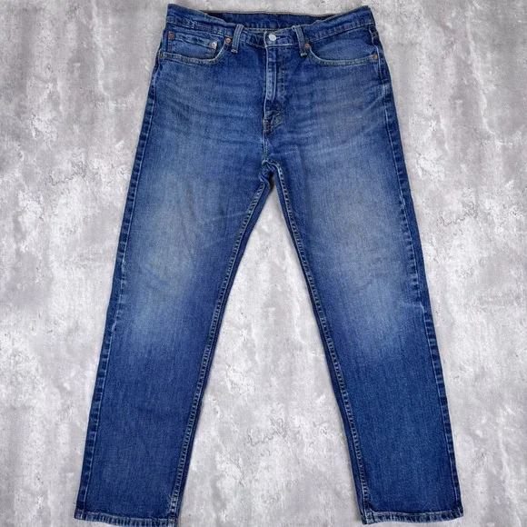 Levis 505 Jeans Mens 36x32 Blue Denim Regular‎ Fit Straight Leg Western Cowboy