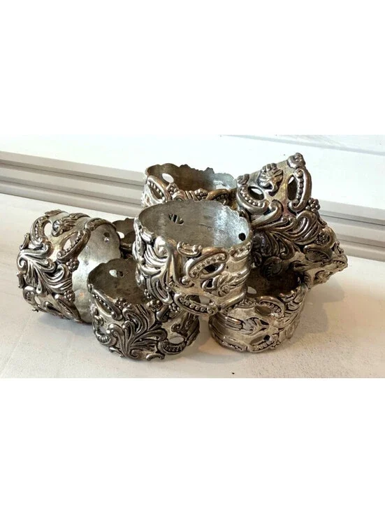 Vintage Godinger Silver Art Co Baroque Rococo Napkin Rings - Set of 10