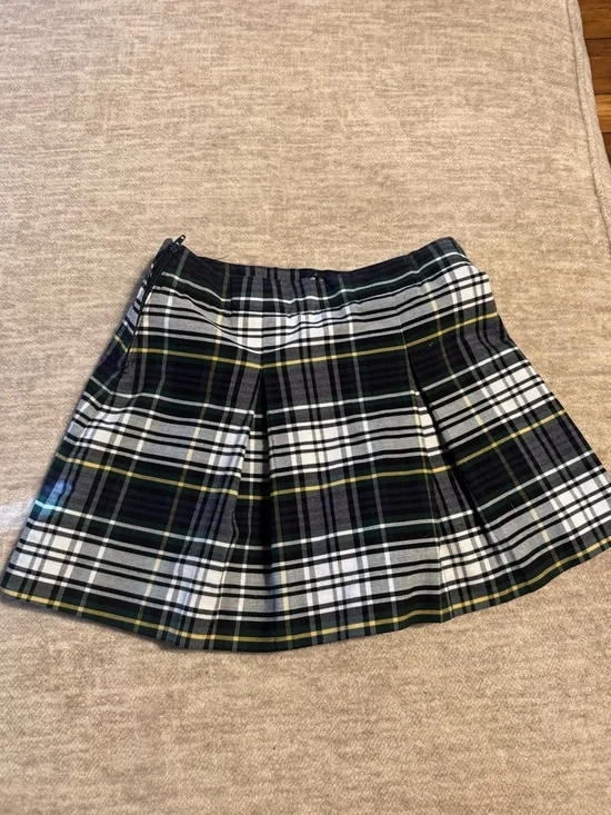Plaid Pleated Mini Skirt in green