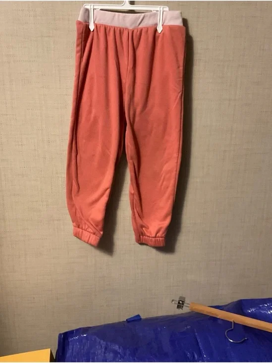 Kids Coral Pink Fleece Jogger Pants