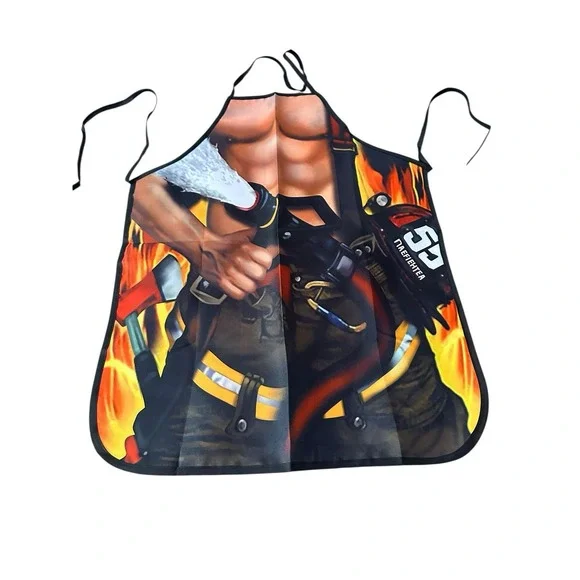 NEW novelty adult ONE‎ SIZE apron full coverage funny SEXY FIRE FIGHTER MAN BOD