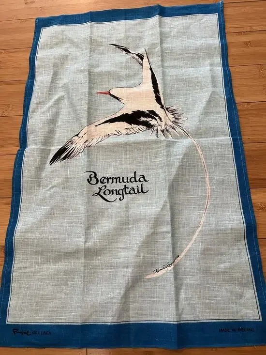 New Bermuda Longtail Bird 100% Linen Tea Towel Made In Ireland