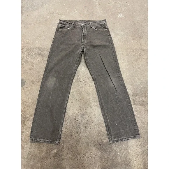 Levis 501 xx Jeans Mens 36x34‎ Gray Charcoal Regular Fit Straight Leg Button Fly