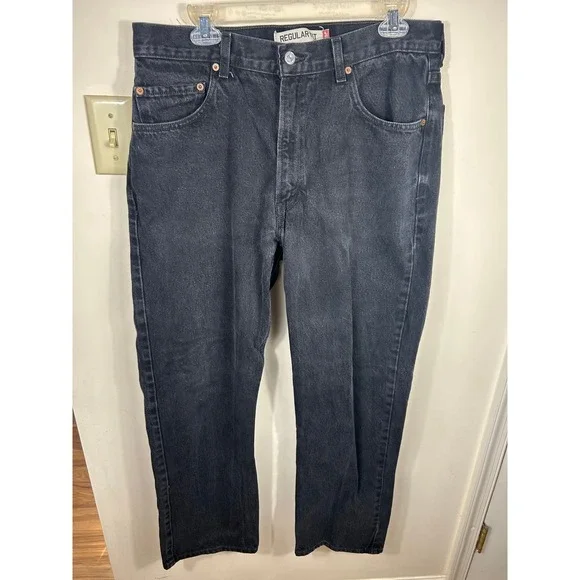 Levi's 505 Regular Fit Jeans Mens Black Denim W36 L32 Grunge Streetwear Everyday
