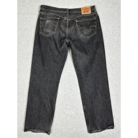 Levis 501 Jean 36x32 Charcoal Black‎ Wallet Fade Button Fly Cotton Y2K