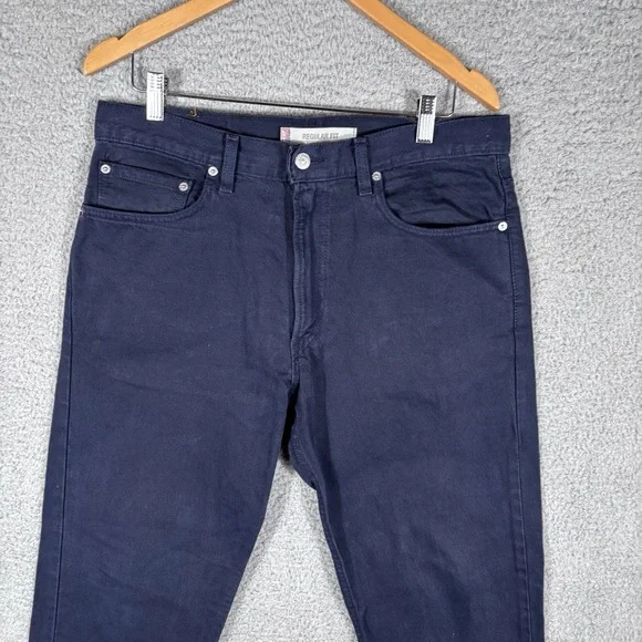 Vintage Levi's 505 Jeans Men's 34x32 Solid Dark Blue Regular Fit 90s USA‎ Made