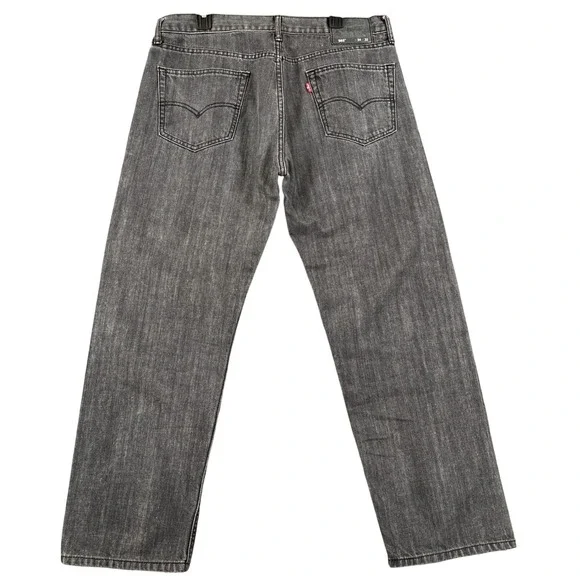 Levis 562 Loose Taper Jeans Mens 34x29 Grey Washed Denim Button Fly Casual