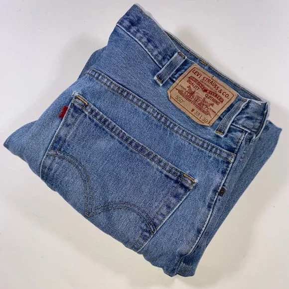 Levis 550 Relaxed Fit Tapered Leg Medium Wash Blue Denim Jeans Mens 38x30